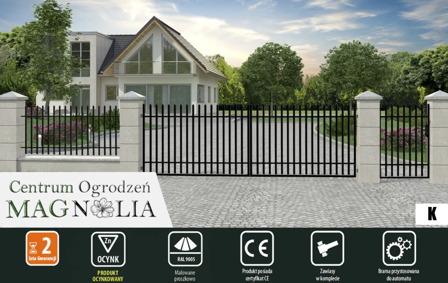 ZESTAW BRAMA DWUSKRZYDŁOWA 4,00M FURTKA SŁUPKI AKCESORIA POLBRAM K