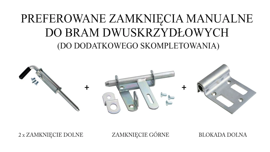 Preferowane zamknięcia manualne do bram dwuskrzydłowych