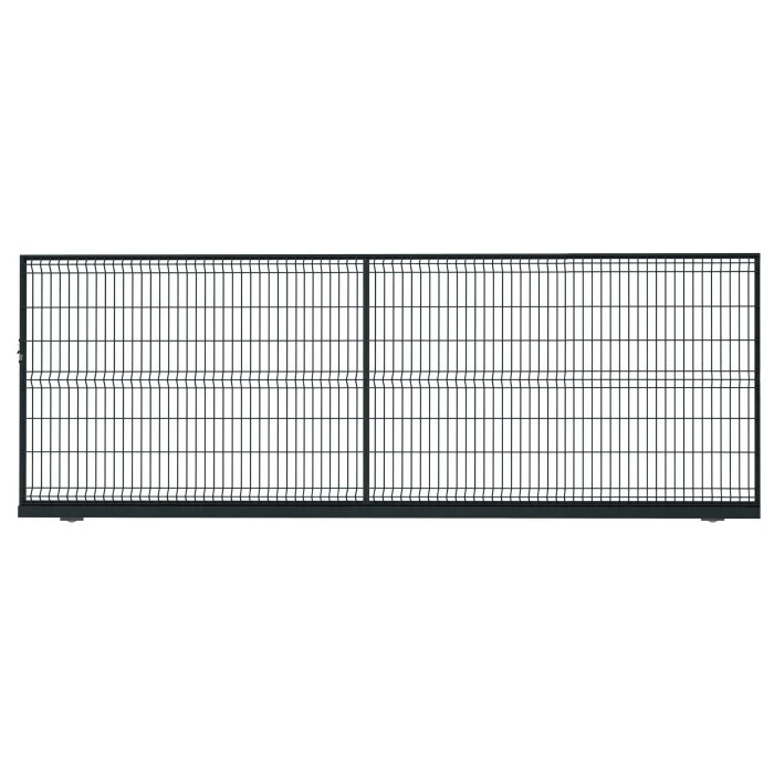 Panelowa brama przesuwna bez przeciwwagi 4,00m - czarna ral9005 połysk